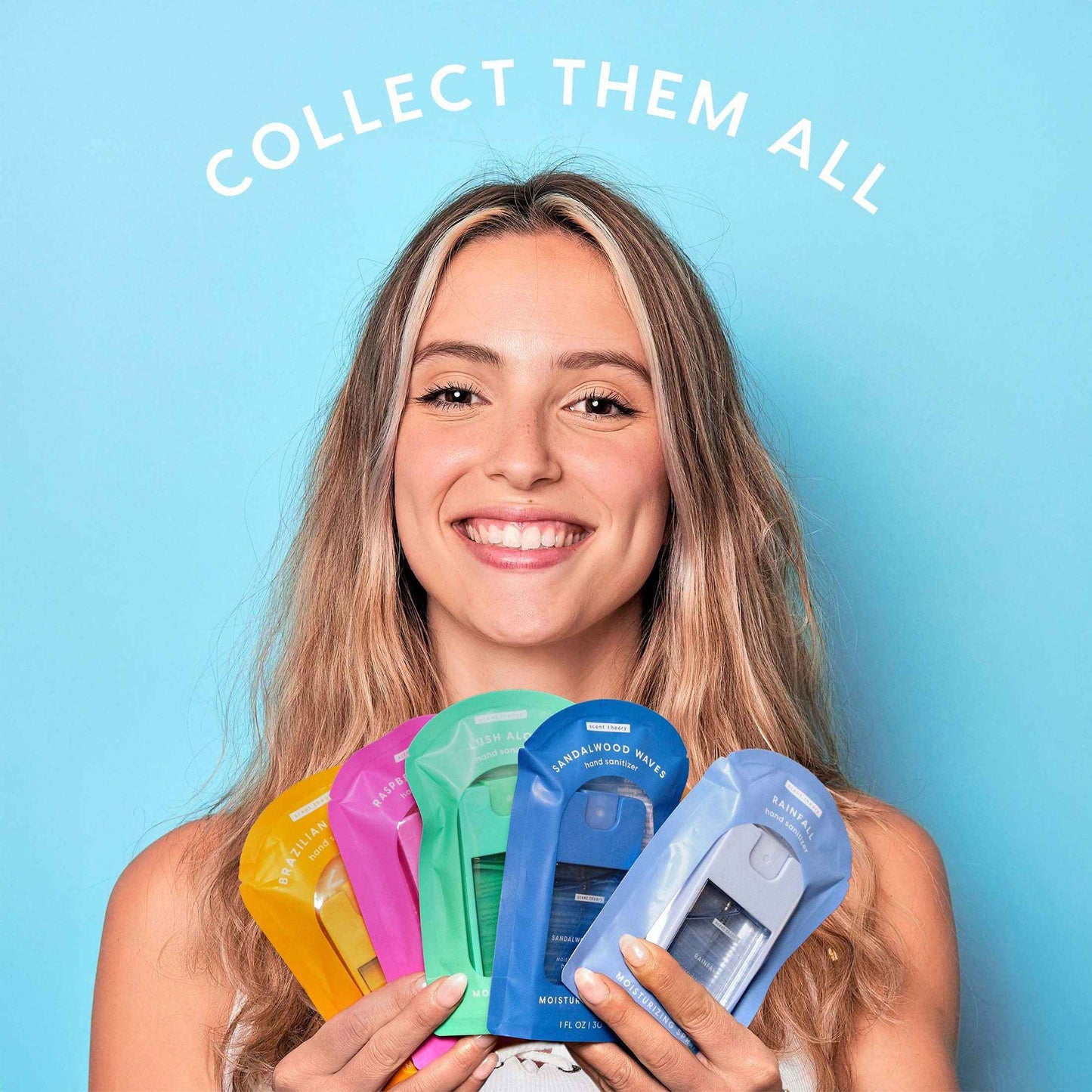 Scent Theory Hand Sanitizer Spray, Sandalwood Waves, 1 fl oz – Travel-Size Antibacterial Hand Spray with a Luxurious Scent