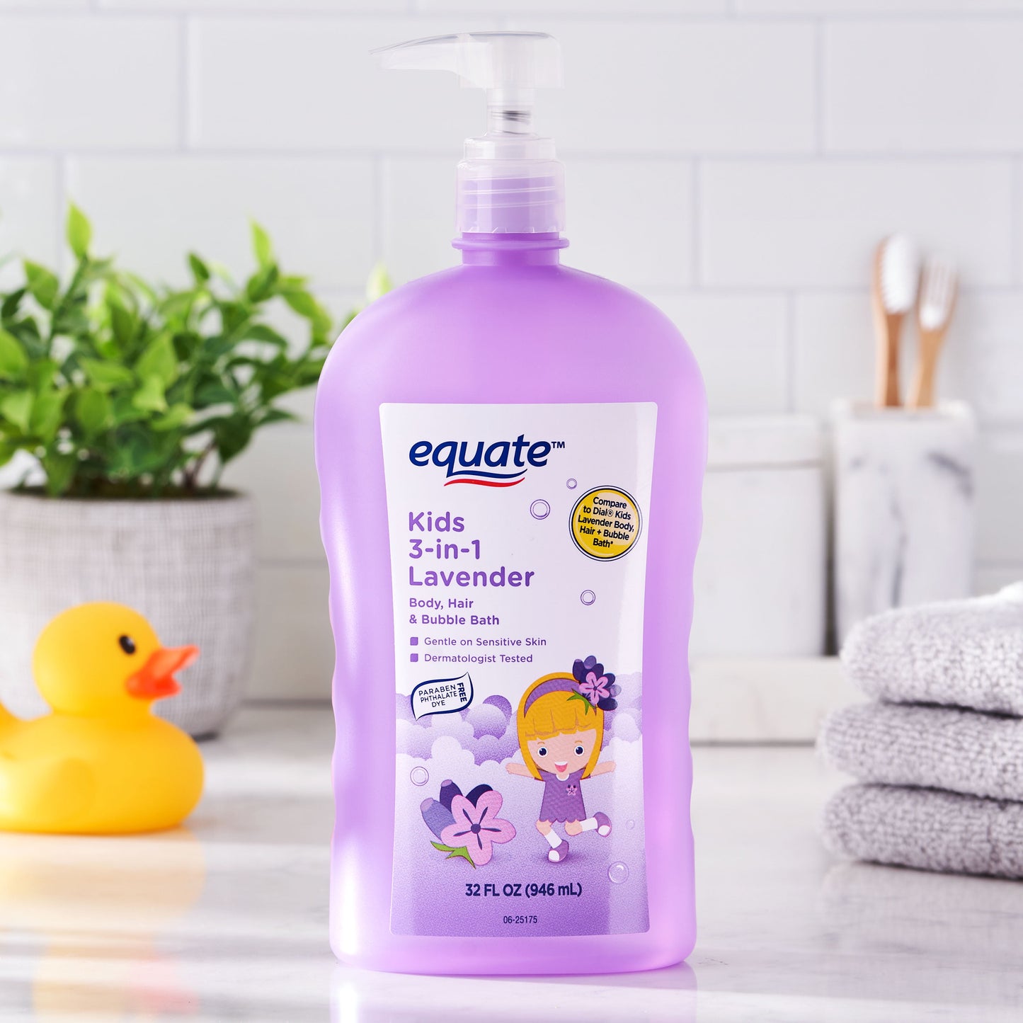 Equate Kids 3-in-1 Body Wash, Shampoo & Bubble Bath – Lavender Scented, 32 fl oz