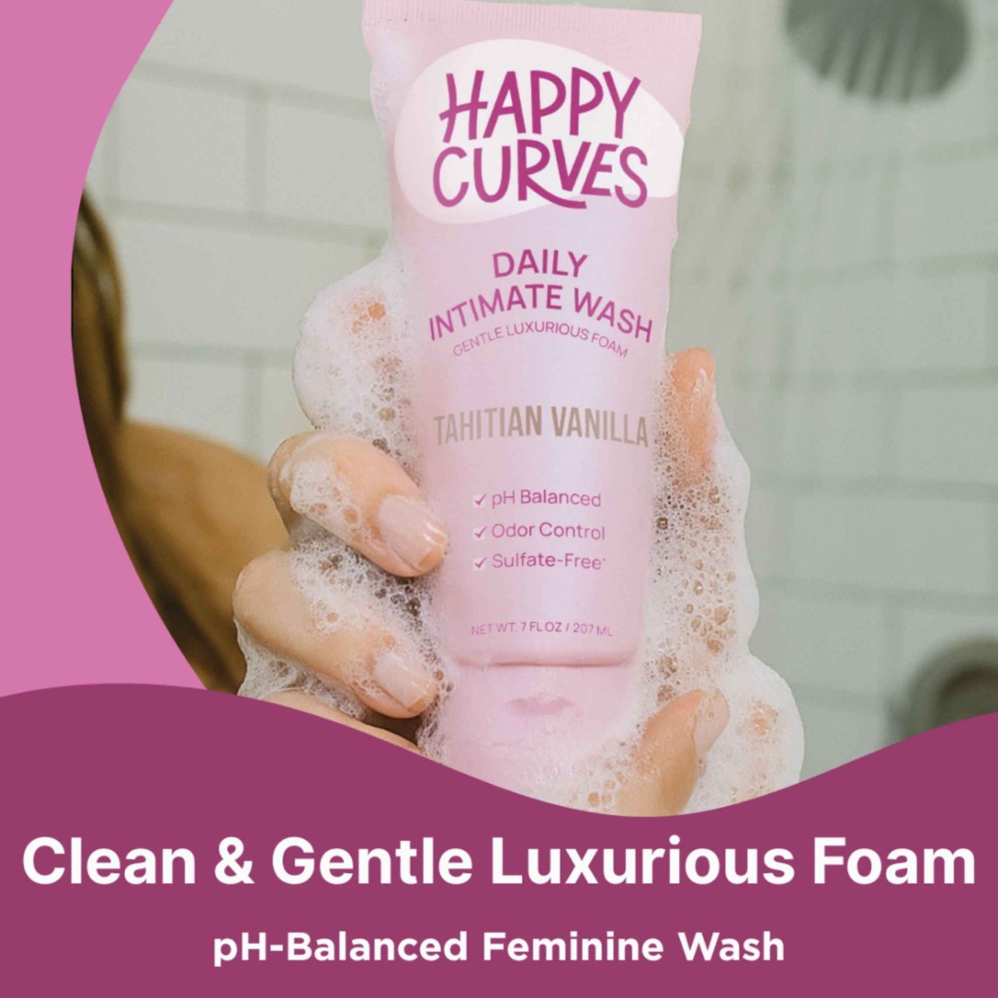 Happy Curves Feminine Intimate Wash – Tahitian Vanilla, 7 fl oz, pH-Balanced Daily Cleanser