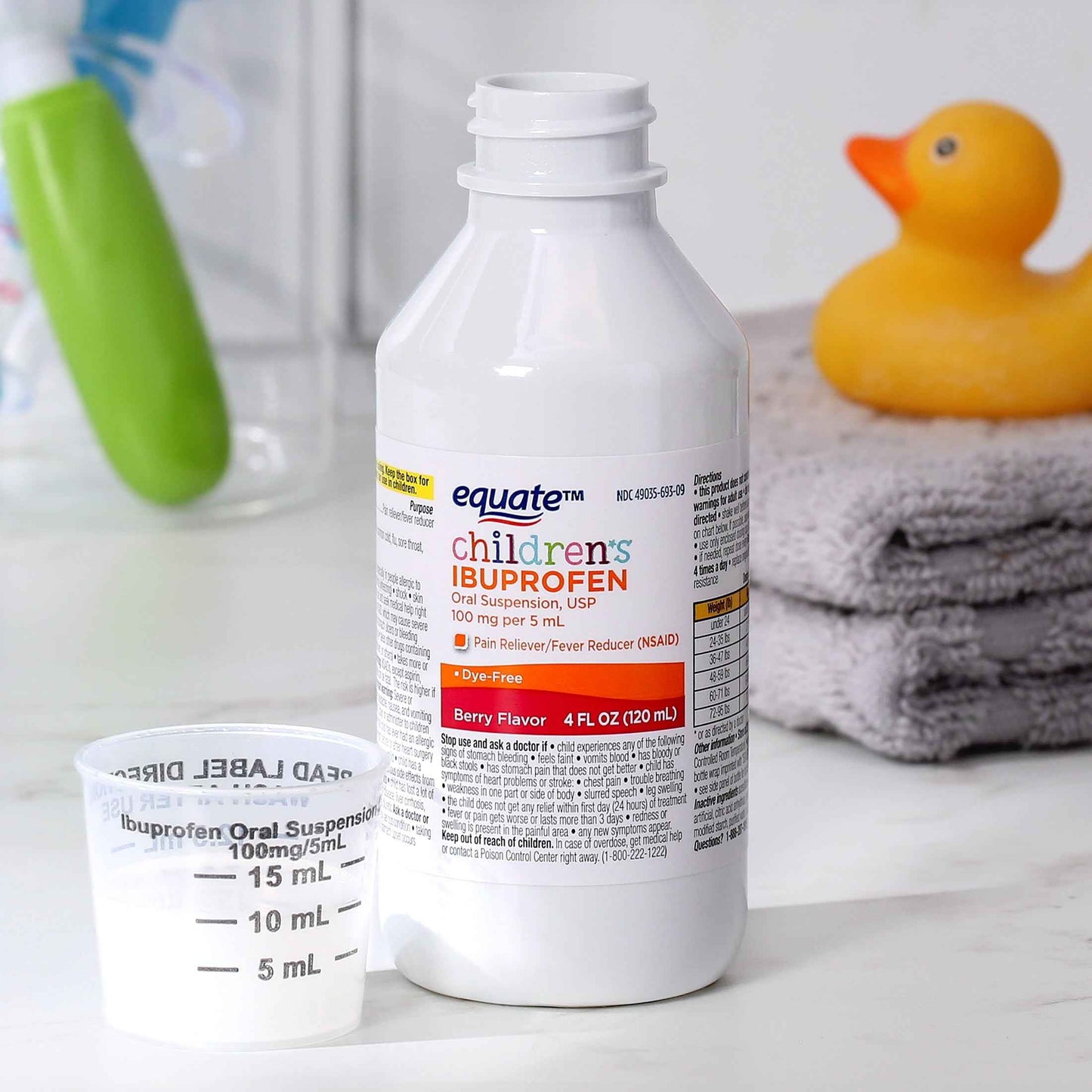 Equate Children’s Dye-Free Ibuprofen Oral Suspension – 100 mg per 5 mL, Berry Flavor (4 fl oz)