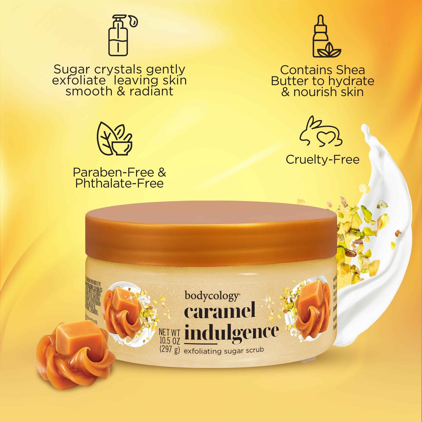 Bodycology Exfoliating Sugar Scrub – Caramel Indulgence, 10.5 oz