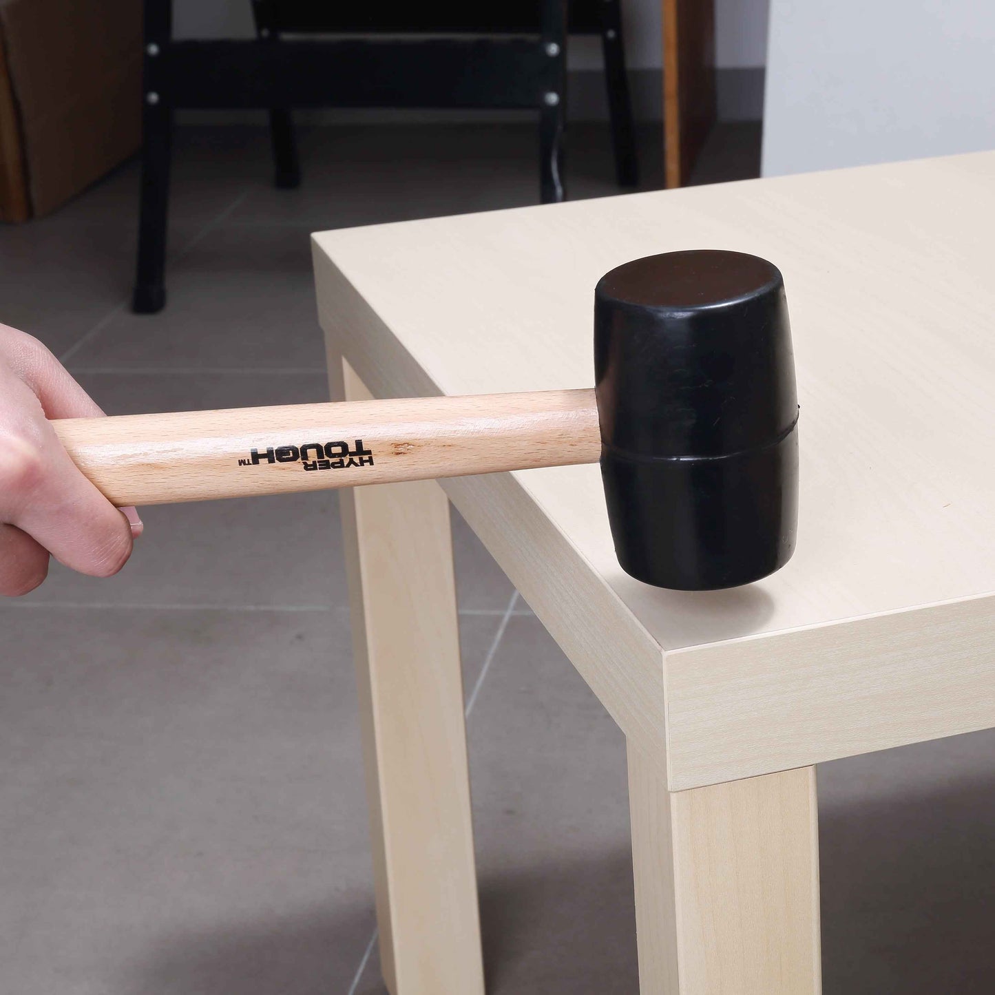 Hyper Tough 16 oz Rubber Mallet with Hardwood Handle | Non-Marring Soft-Face Hammer
