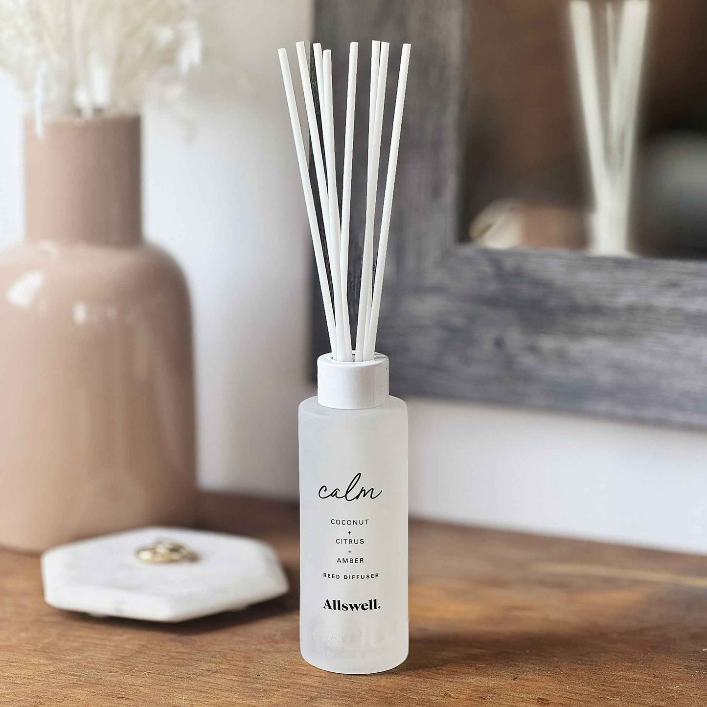 Allswell Calm Scented Reed Diffuser – Coconut · Citrus · Amber – 3 fl oz (90 mL) with 8 Reeds