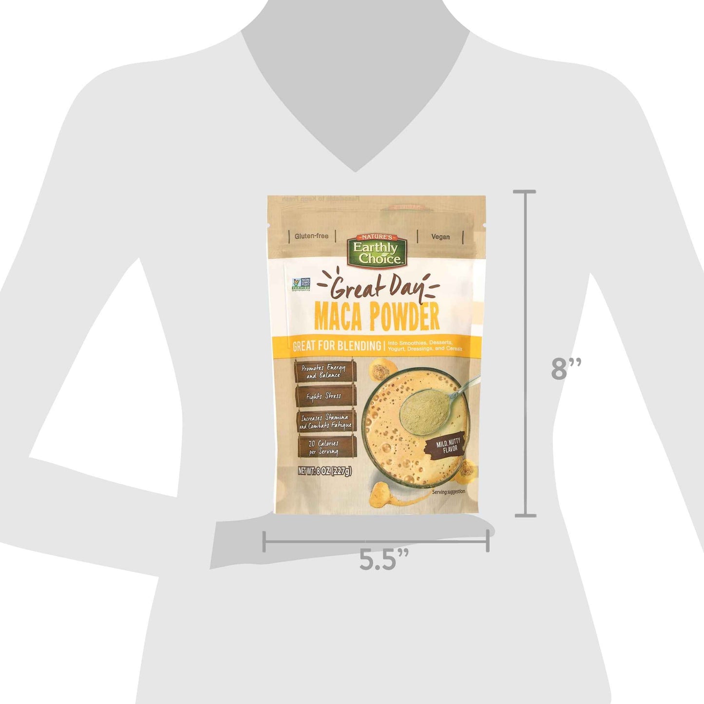 Nature's Earthly Choice Powder Blend Maca – 8 oz Gluten‑Free, Vegan, Non‑GMO Maca Root Powder – Nutty Superfood for Energy, Balance & Stamina