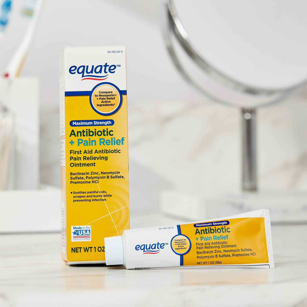 Equate Maximum Strength Antibiotic & Pain Relief First Aid Ointment – 1 oz