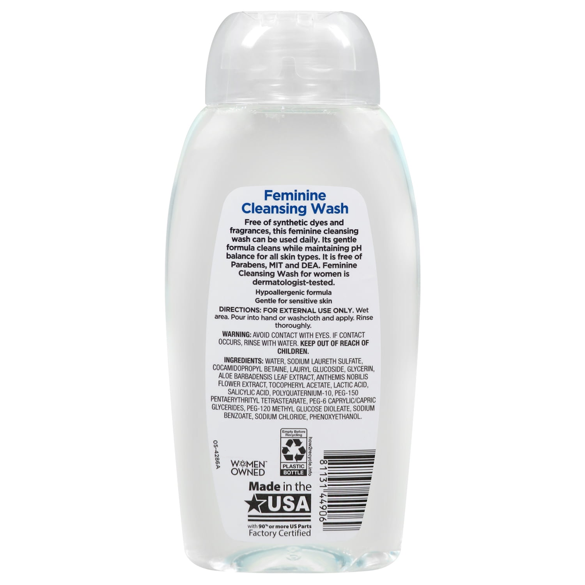 Equate Feminine Cleansing Wash – Unscented, 13 fl oz, pH-Balanced for Sensitive Skin