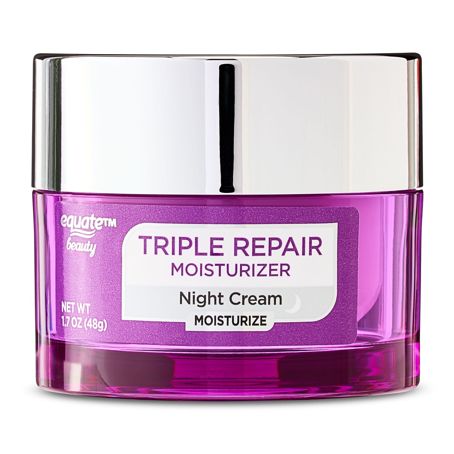 Equate Triple Repair Moisturizer Night Cream – 1.7 oz, Hydrating Overnight Face Cream for Smoother, Healthier-Looking Skin