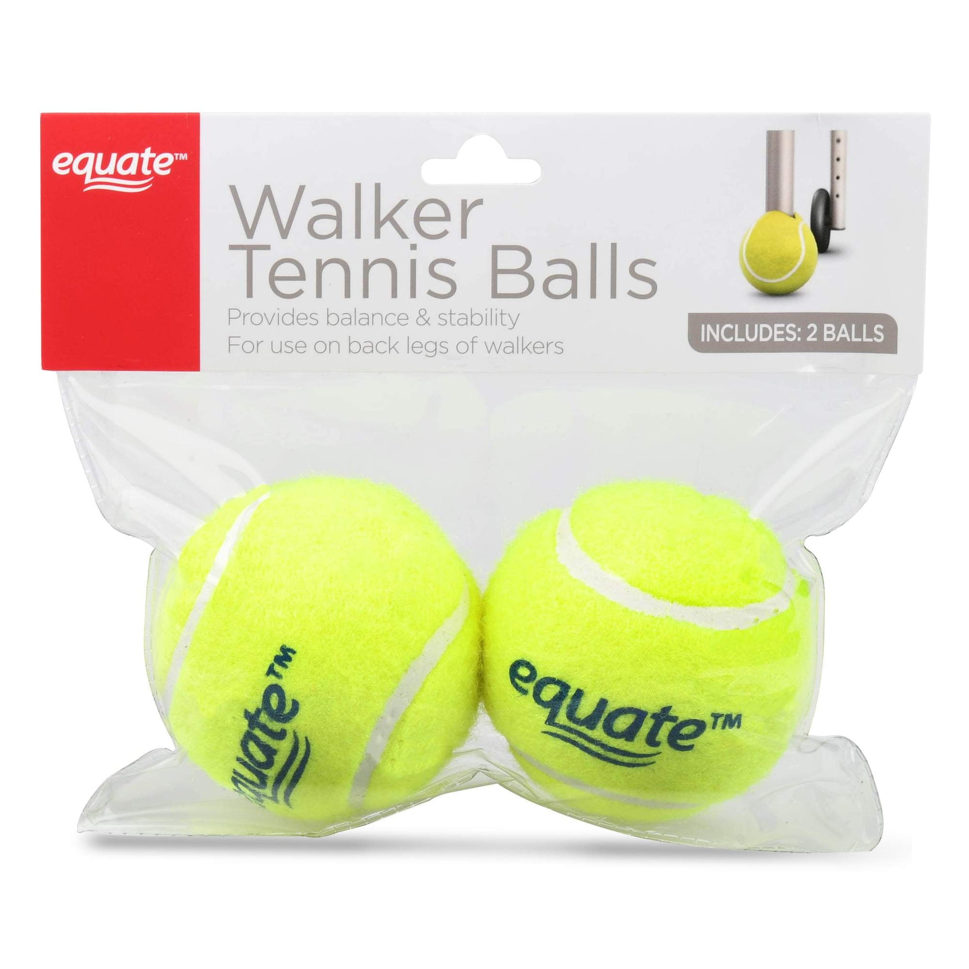 Equate Walker Tennis Balls – 2‑Pack, Pre‑Cut for Easy Installation, Smooth Glide for Walkers Equate