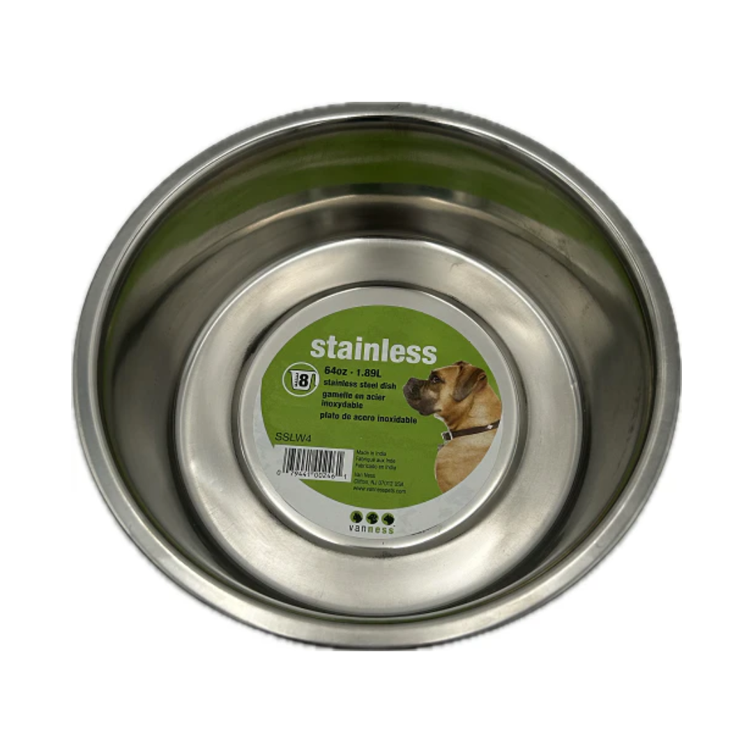 Van Ness Stainless Steel Large Pet Dish – 54 oz Capacity, Durable Metal Bowl