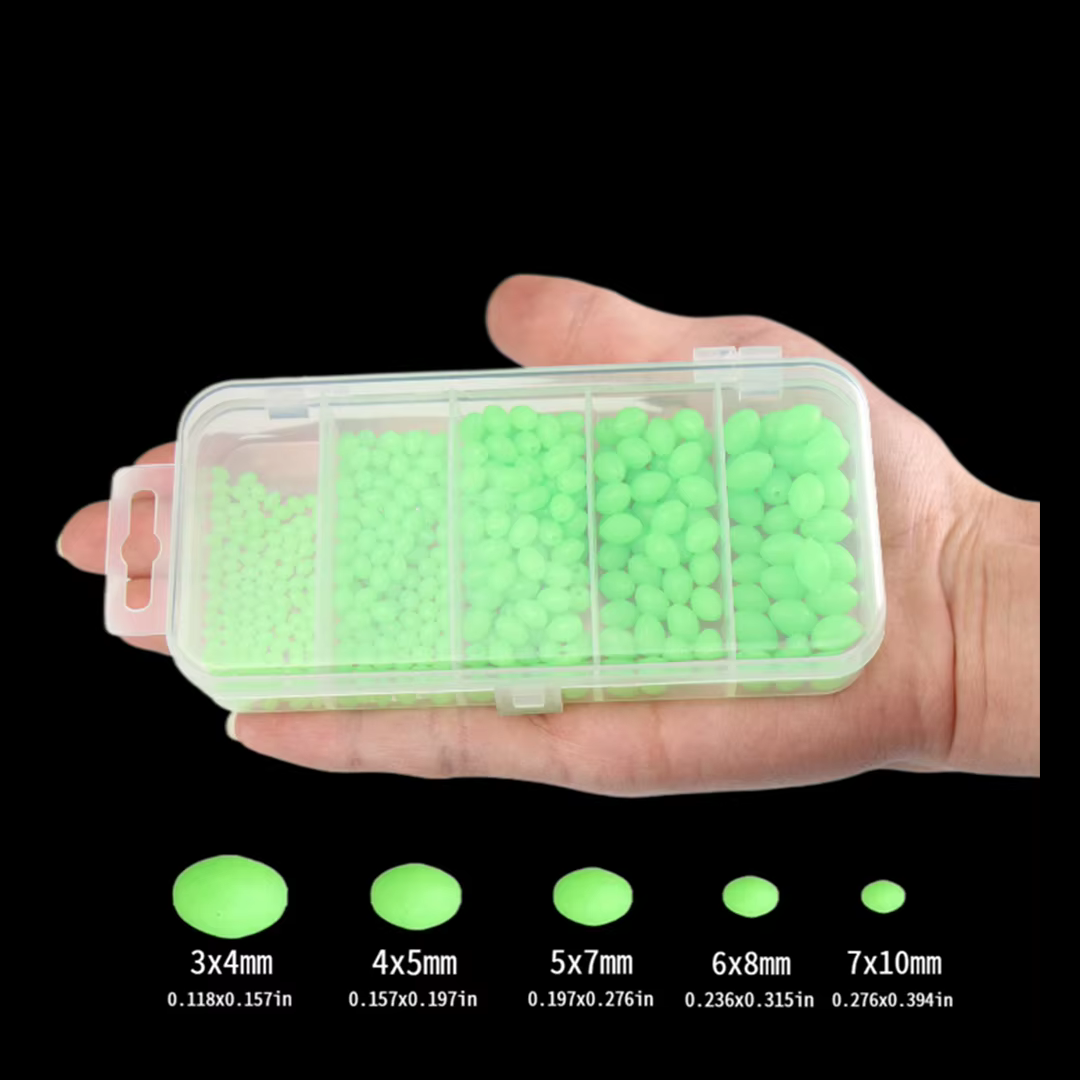 375pcs Glow Fishing Lure Kit – Luminous Beads, Soft Worms & Tackle Set MegoDeals