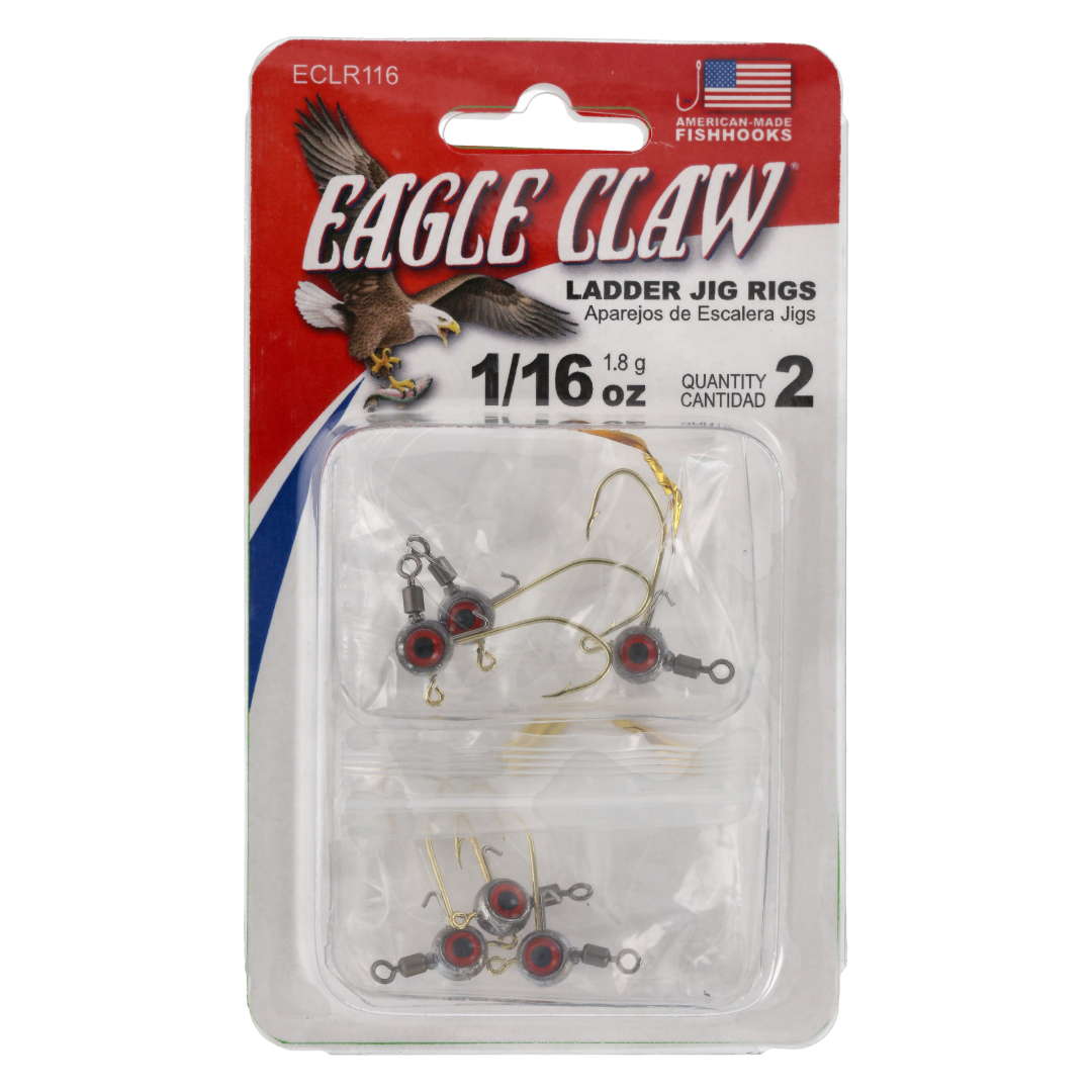 Eagle Claw Ladder Jig Rig 1/16 oz Unpainted | 2 Pack Crappie Rig Eagle Claw