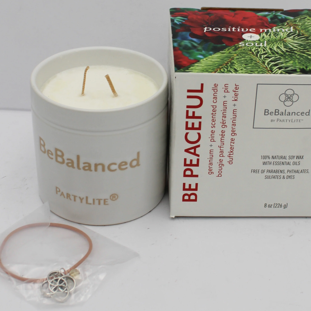 Partylite Be Peaceful Geranium & Pine Jar Candle – 2-Wick, 8 oz PartyLite