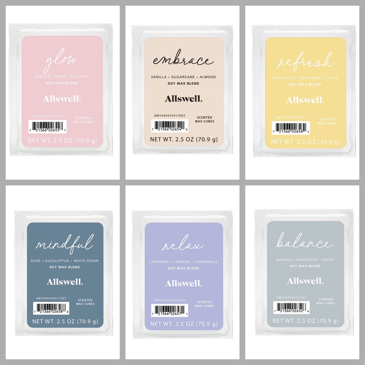Allswell 6-Cube Wax Melts – Premium Scented Wax for Warmers, Multiple Fragrances Available