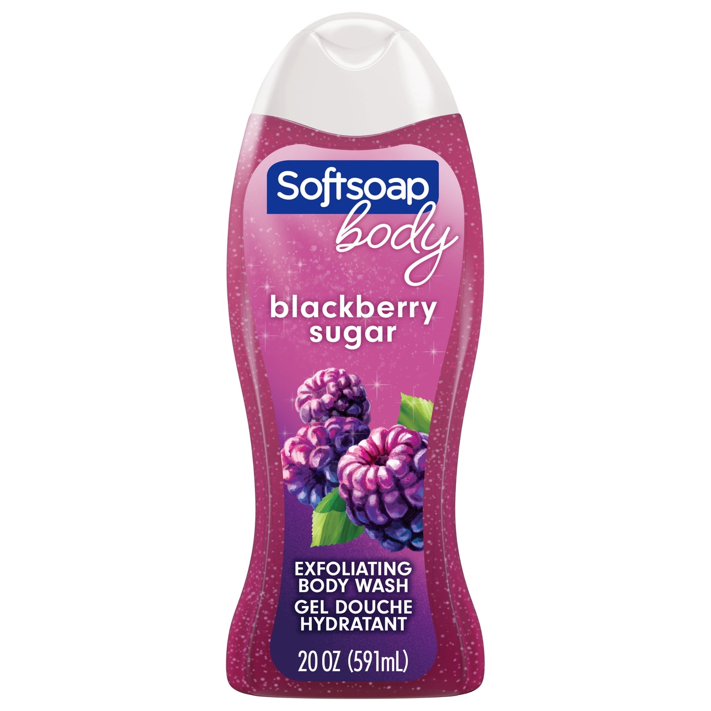Softsoap Exfoliating Body Wash, Blackberry Sugar – Gently Cleanses & Polishes for All Skin Types – 20 fl oz Bottle
