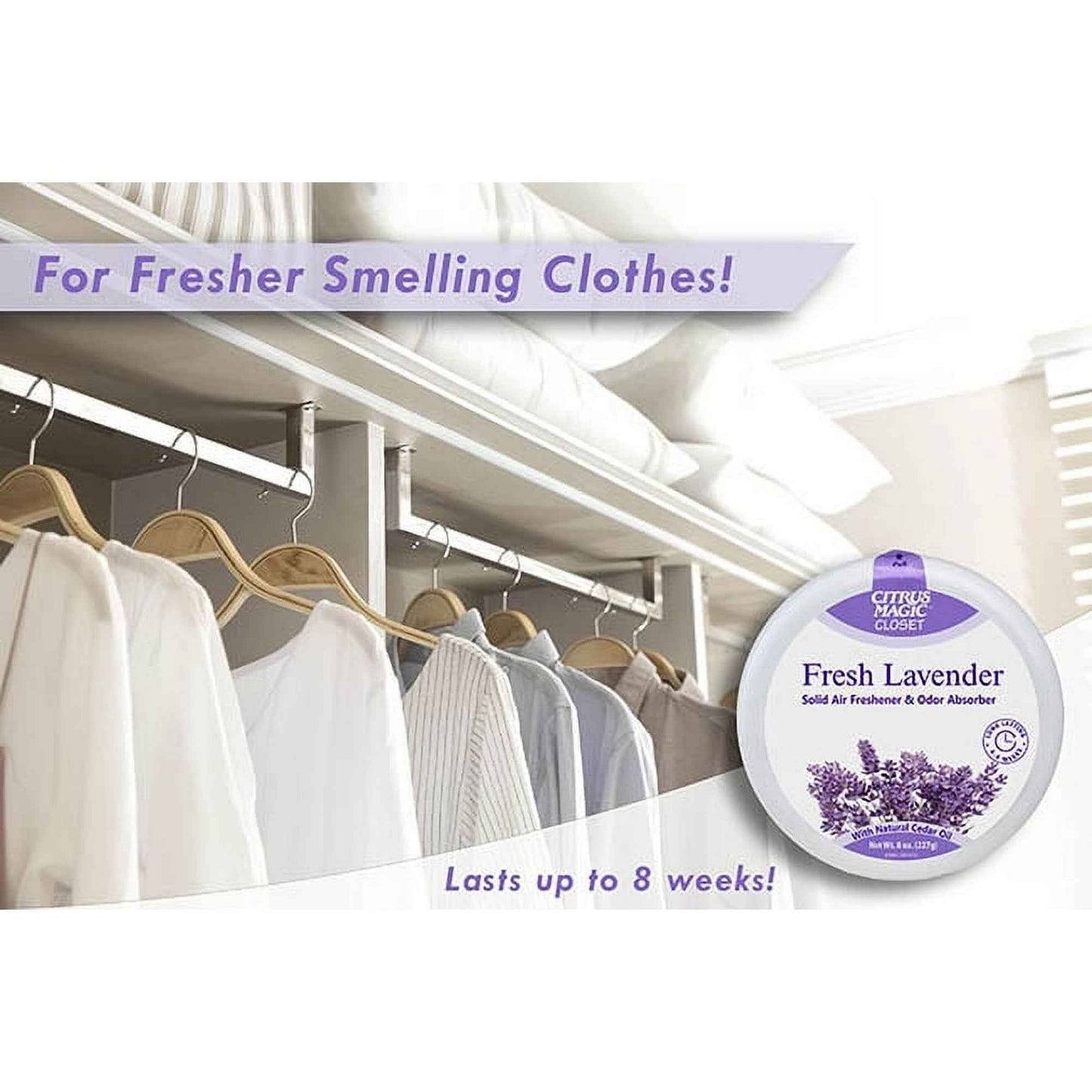 Citrus Magic For Closets Odor Absorbing Solid Air Freshener, Fresh Lavender, 8-Ounce