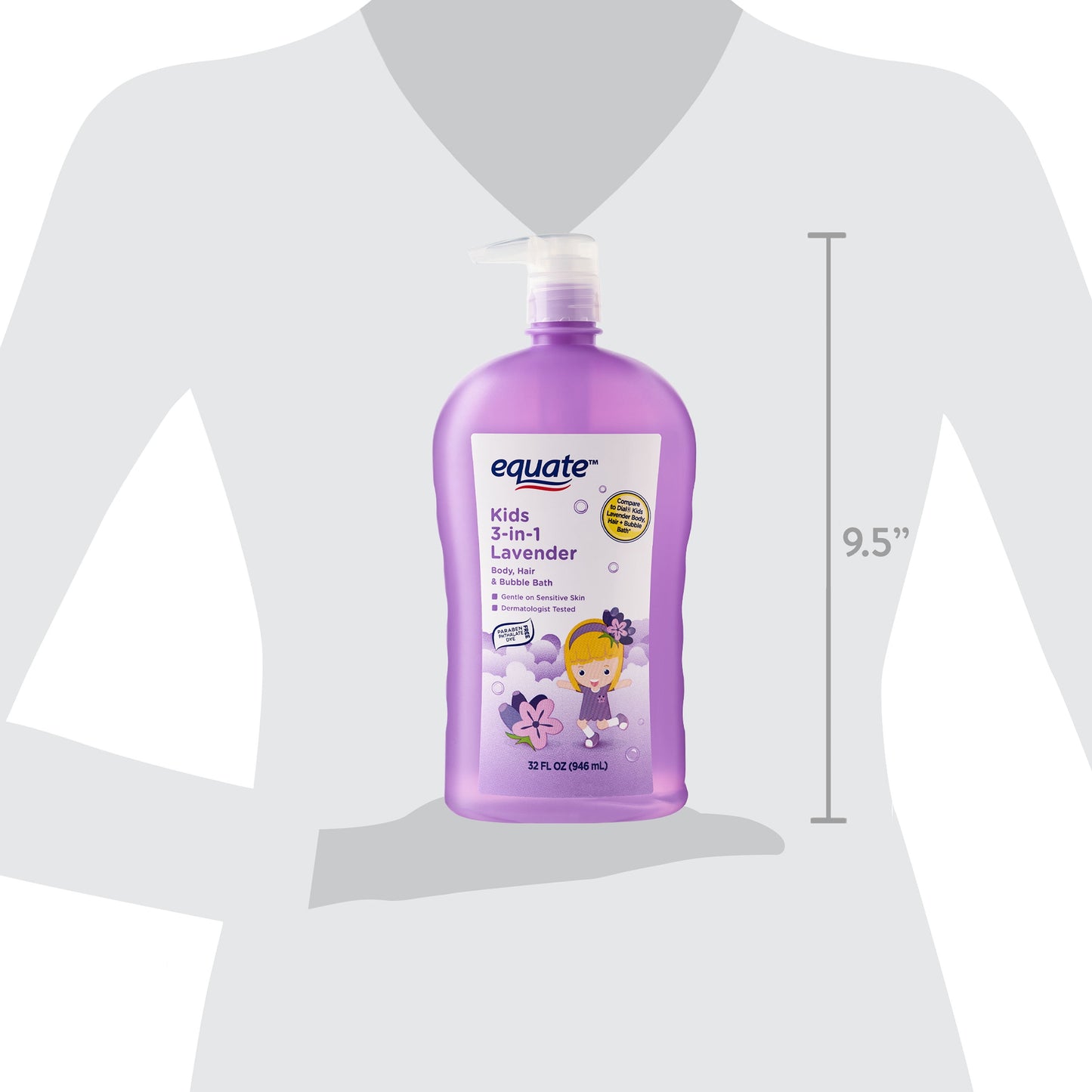 Equate Kids 3-in-1 Body Wash, Shampoo & Bubble Bath – Lavender Scented, 32 fl oz