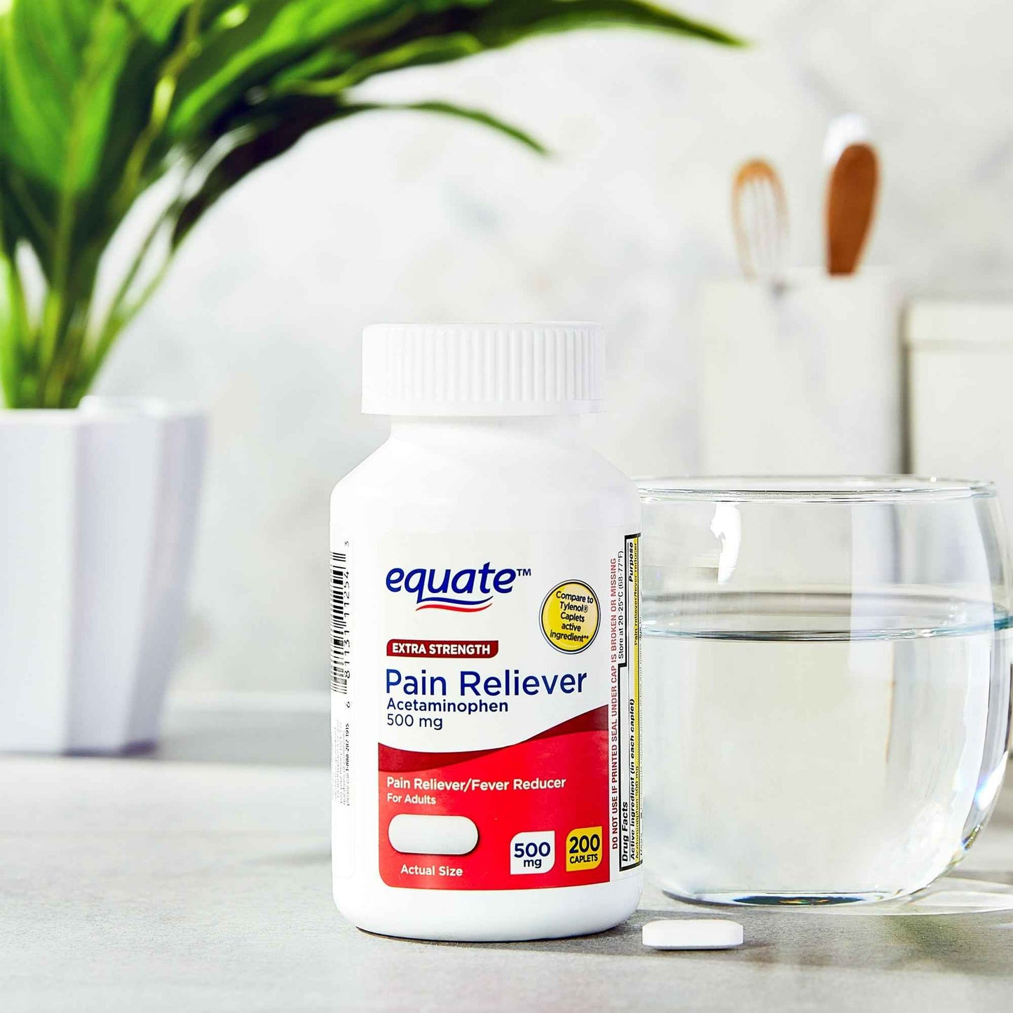 Equate Extra Strength Pain Reliever & Fever Reducer Acetaminophen Caplets – 500 mg, 200 Count