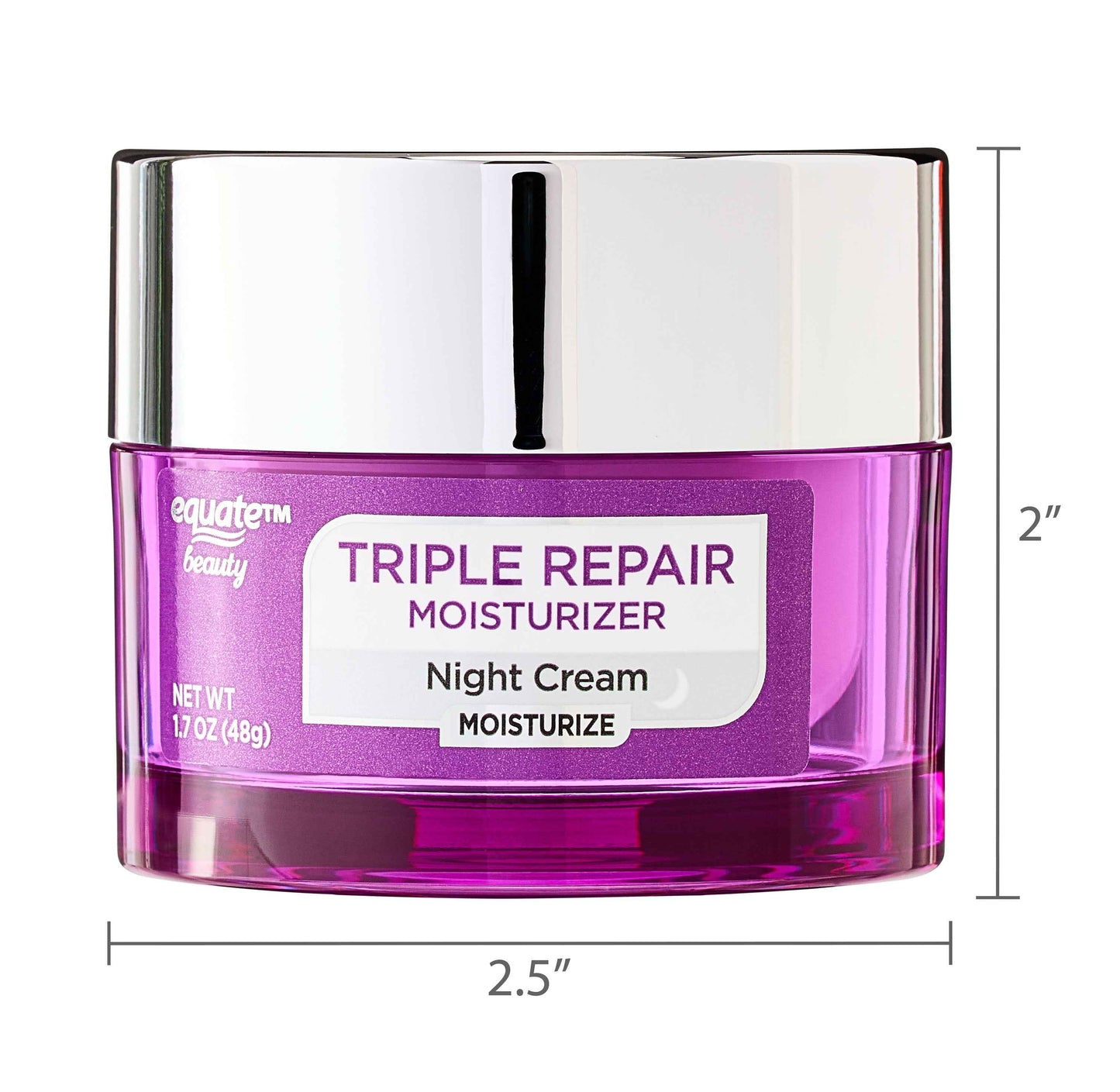 Equate Triple Repair Moisturizer Night Cream – 1.7 oz, Hydrating Overnight Face Cream for Smoother, Healthier-Looking Skin