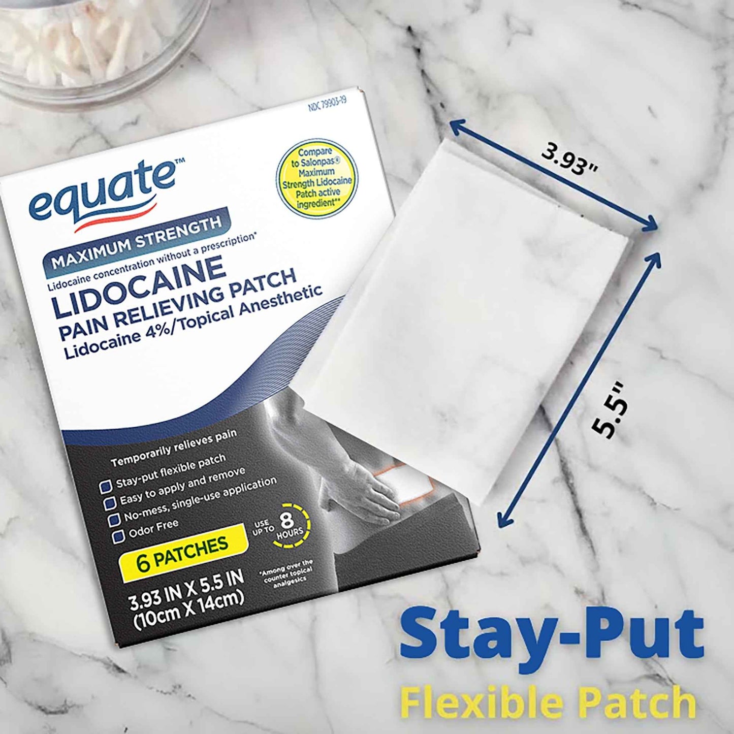 Equate Lidocaine Pain Relieving Patch – 6 Count