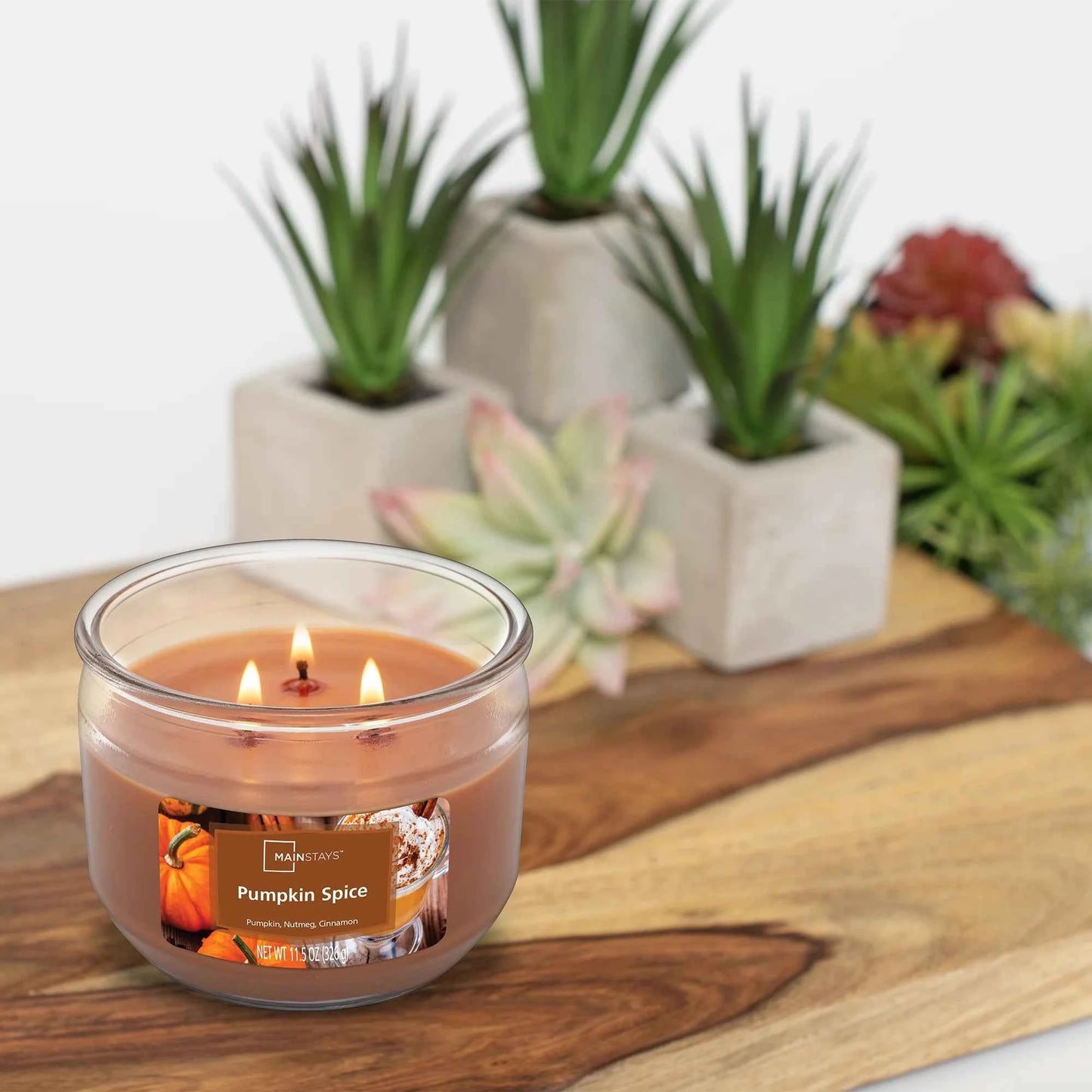 Mainstays Pumpkin Spice Scented 3-Wick Candle – 11.5 oz, Fall & Holiday Home Fragrance