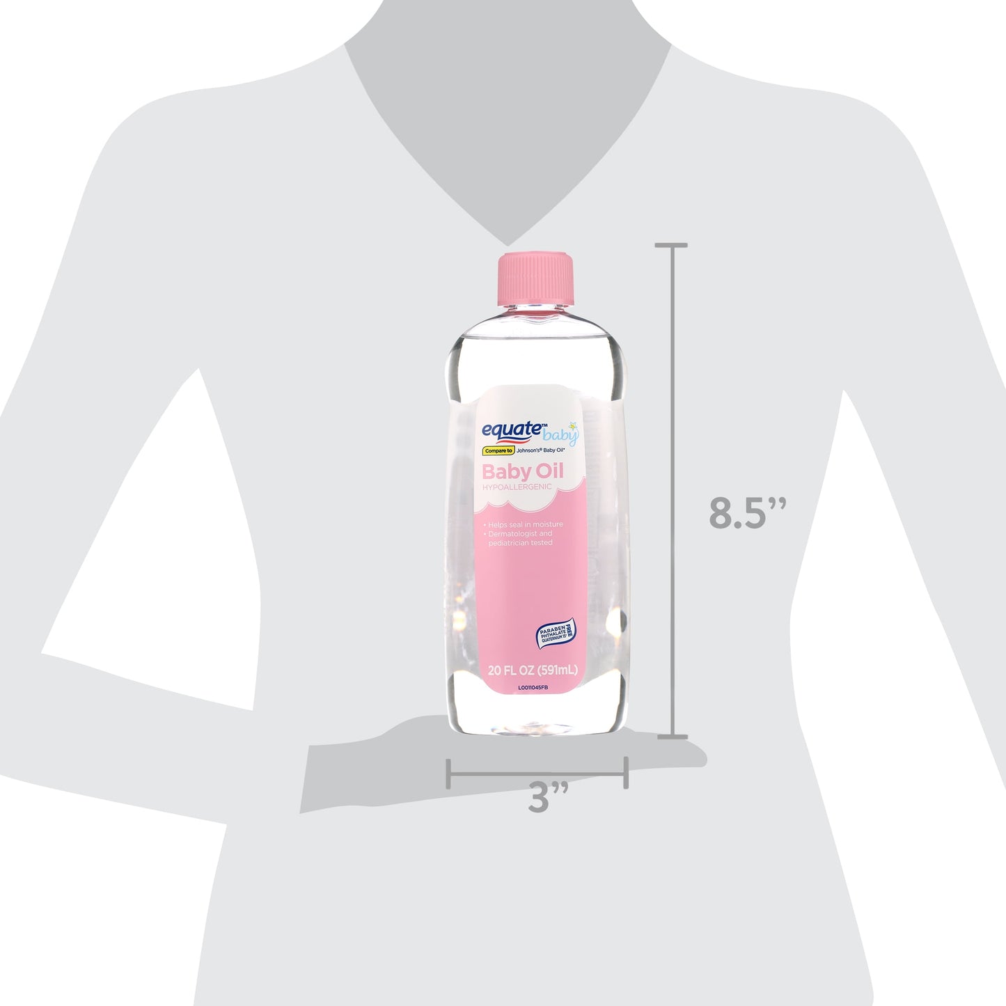 Equate Baby Oil – 20 fl oz, Gentle Moisturizer for Baby and Adult Skin