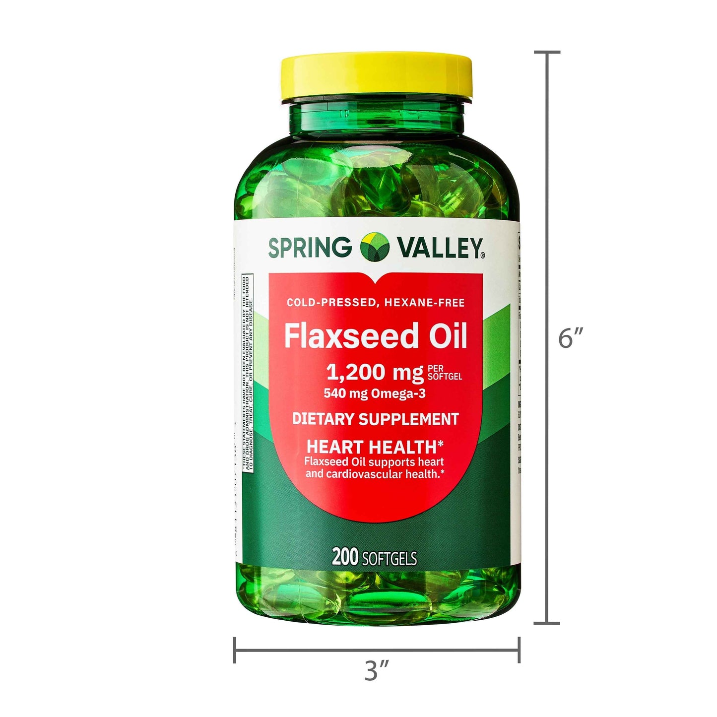 Spring Valley Flaxseed Oil Softgels – 1200 mg, 200 Count – Omega‑3 ALA Supplement for Heart Health