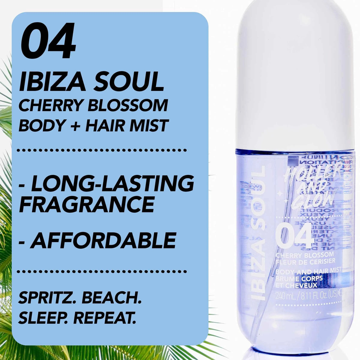 Holler and Glow Ibiza Soul Cherry Blossom Body & Hair Mist – 3.38 fl oz