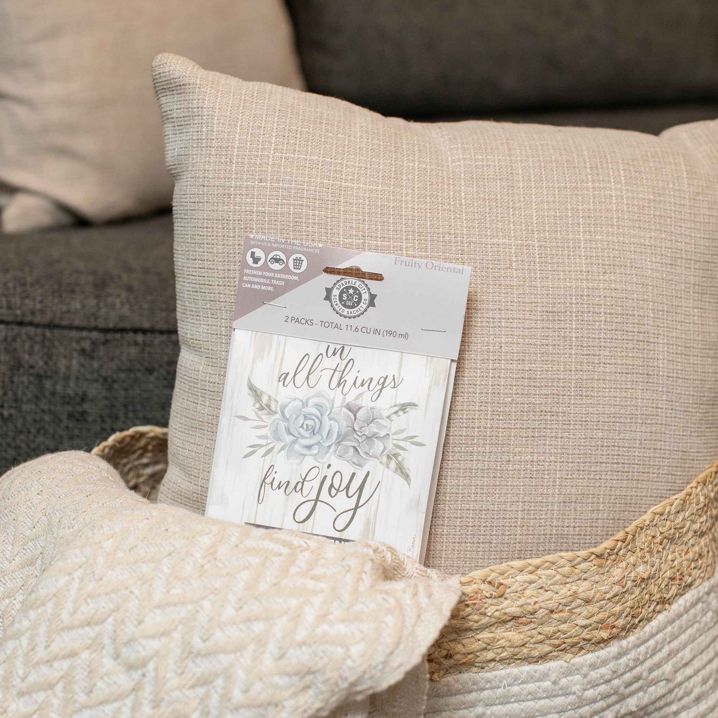 Sparkle City Scented Sachet 2 Pack – In All Things Find Joy, Fruity Oriental, Home & Closet Fragrance