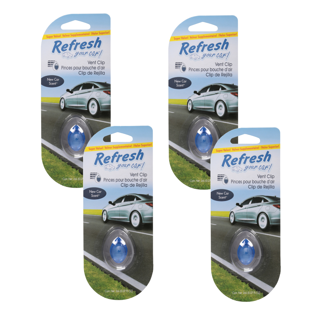 Refresh Your Car! New Car Scent Mini Diffuser 4 Pack | Long-Lasting Car Air Freshener Refresh Your Car