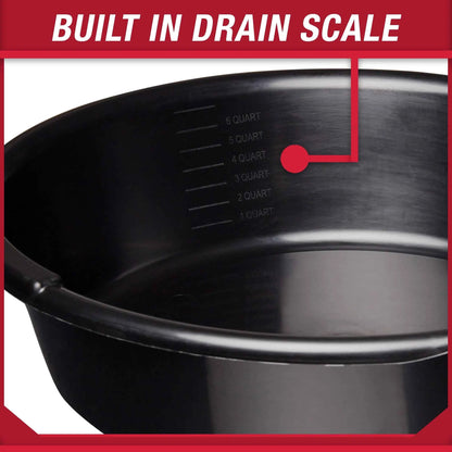 Hyper Tough 7-Quart Automotive Drain Pan | Built-In Scale & Spout | Oil & Fluid Collector