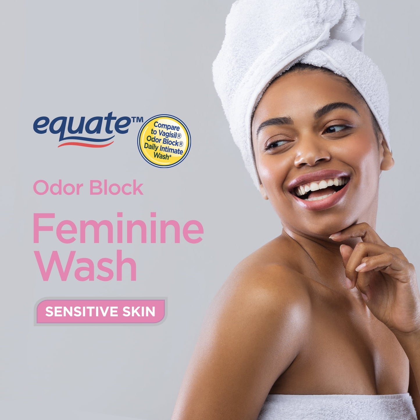 Equate Odor Block Feminine Wash for Sensitive Skin – pH-Balanced, Gentle Daily Cleanser, 12 fl oz