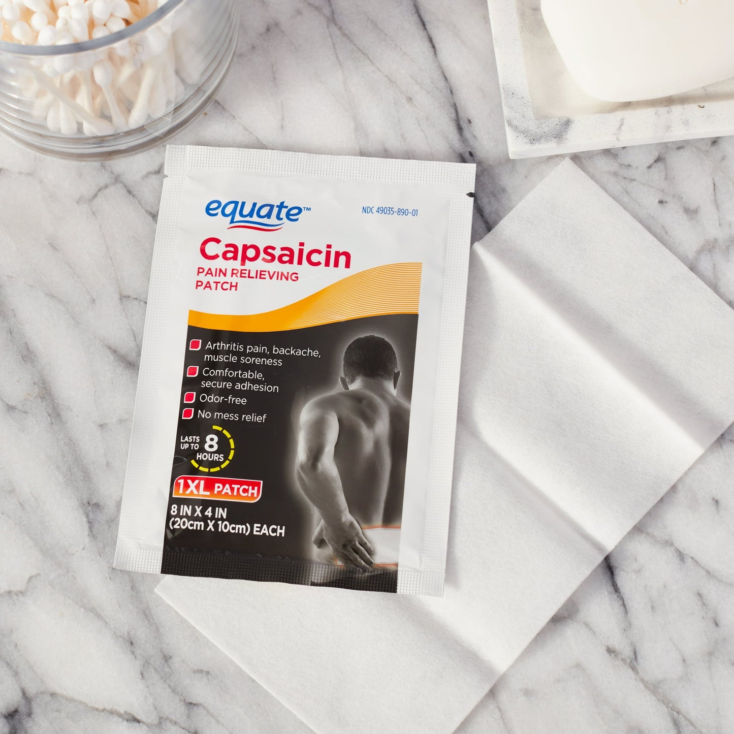 Equate Capsaicin XL Pain Relieving Patch – 8" x 4", 1 Count