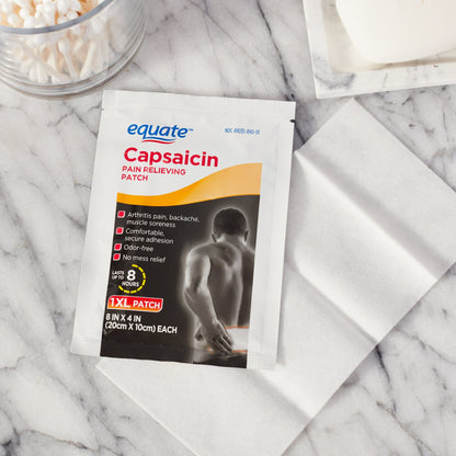 Equate Capsaicin XL Pain Relieving Patch – 8" x 4", 1 Count