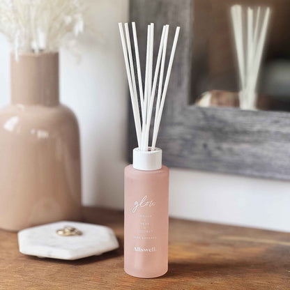 Allswell Glow Scented Reed Diffuser – Vanilla, Pear & Coconut – 3 Fl Oz (90mL) with 8 Synthetic Reeds