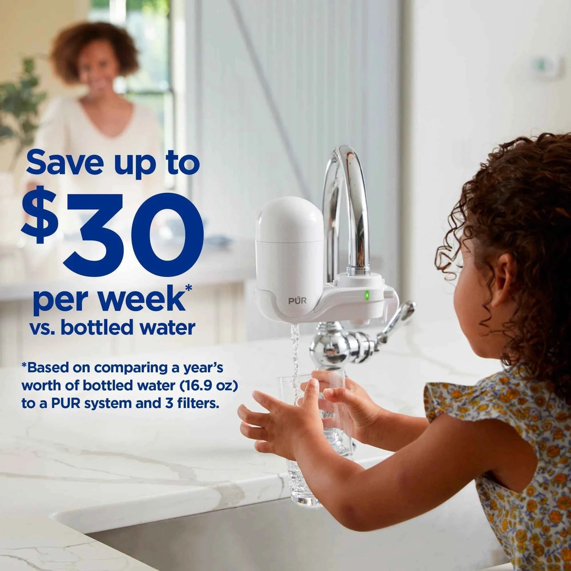 PUR FM3333B Vertical Faucet Mount Water Filtration System – White