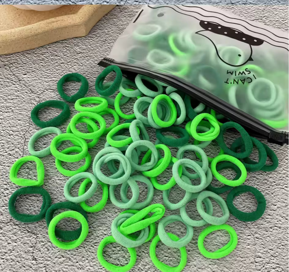100Pcs Hair Bands for Children – Colorful Nylon Scrunchie Hair Ties, Elastic Hair Leagues for Girls