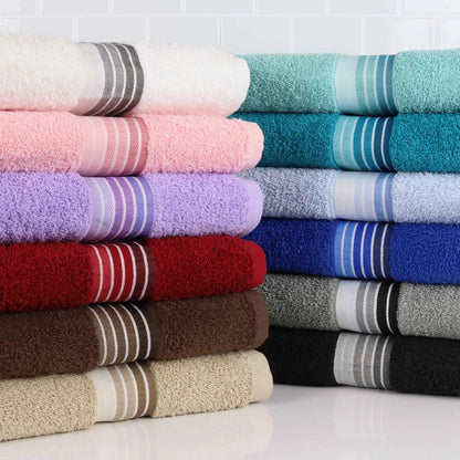 Mainstays Basic Bath Towel – Soft 100% Cotton, Highly Absorbent Striped Design – Everyday Comfort & Style