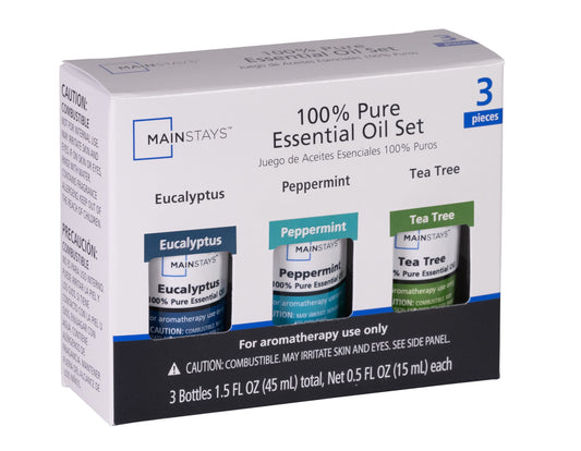 100% Pure Essential Oil Variety 3-Pack – Eucalyptus, Peppermint & Tea Tree (15 ml Each)