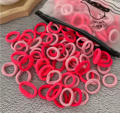 100Pcs Hair Bands for Children – Colorful Nylon Scrunchie Hair Ties, Elastic Hair Leagues for Girls