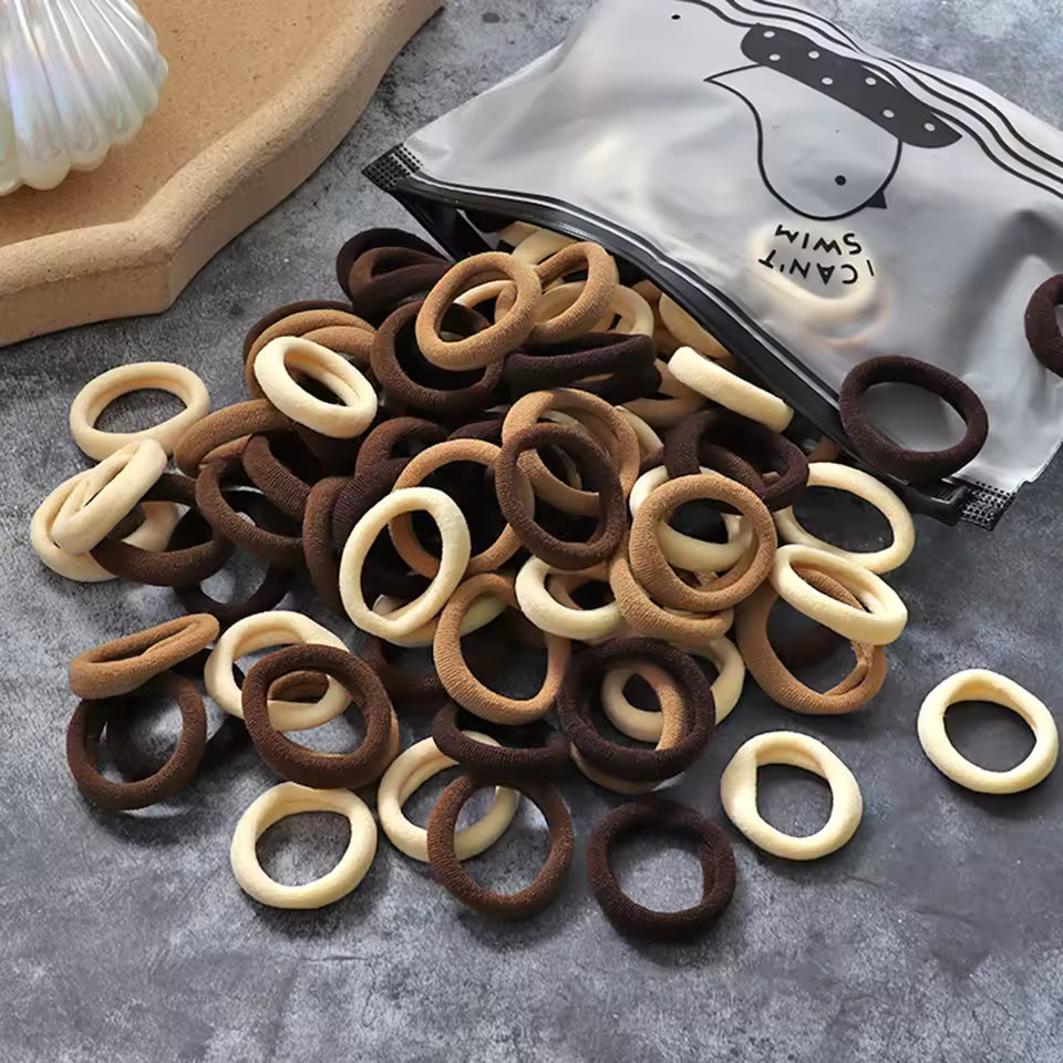 100Pcs Hair Bands for Children – Colorful Nylon Scrunchie Hair Ties, Elastic Hair Leagues for Girls
