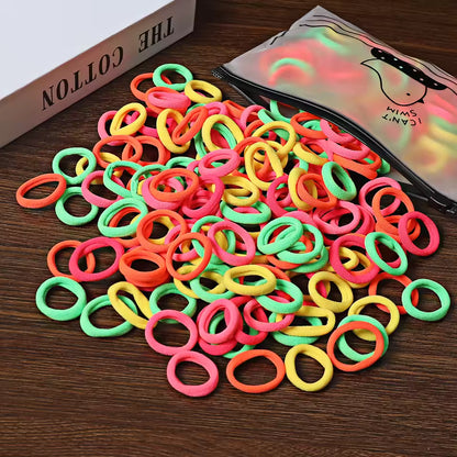 100Pcs Hair Bands for Children – Colorful Nylon Scrunchie Hair Ties, Elastic Hair Leagues for Girls