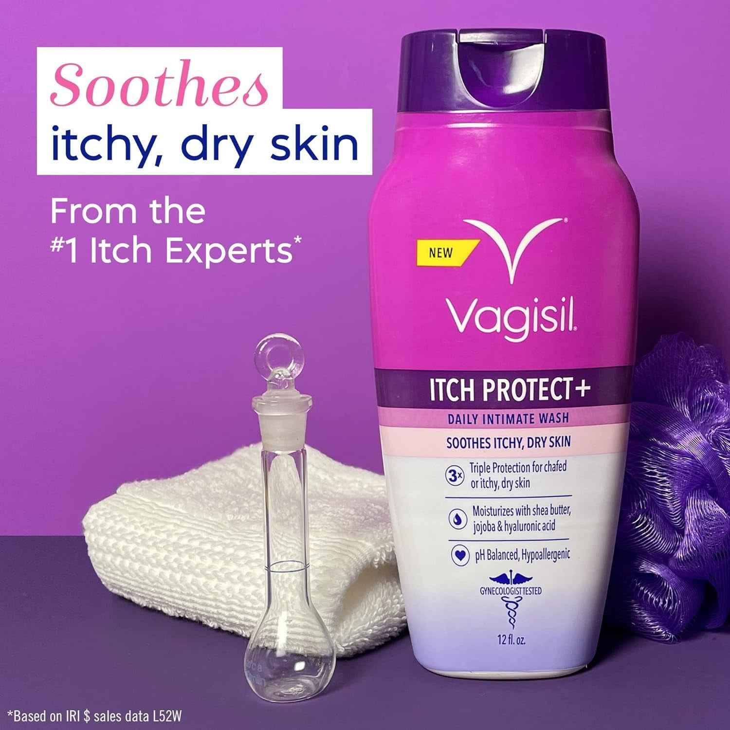Vagisil Itch Protect+ Intimate Feminine Wash – 12 oz, Soothing Vaginal Cleanser for Itch Relief