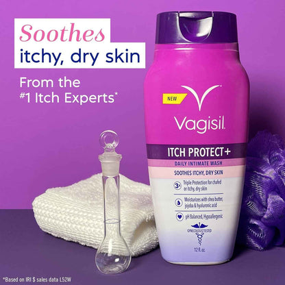 Vagisil Itch Protect+ Intimate Feminine Wash – 12 oz, Soothing Vaginal Cleanser for Itch Relief