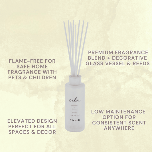 Allswell Calm Scented Reed Diffuser – Coconut · Citrus · Amber – 3 fl oz (90 mL) with 8 Reeds