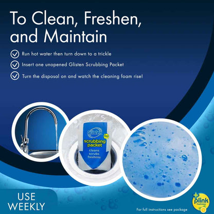 Glisten Disposer Care Cleaner – Lemon Scent, 4 Packets