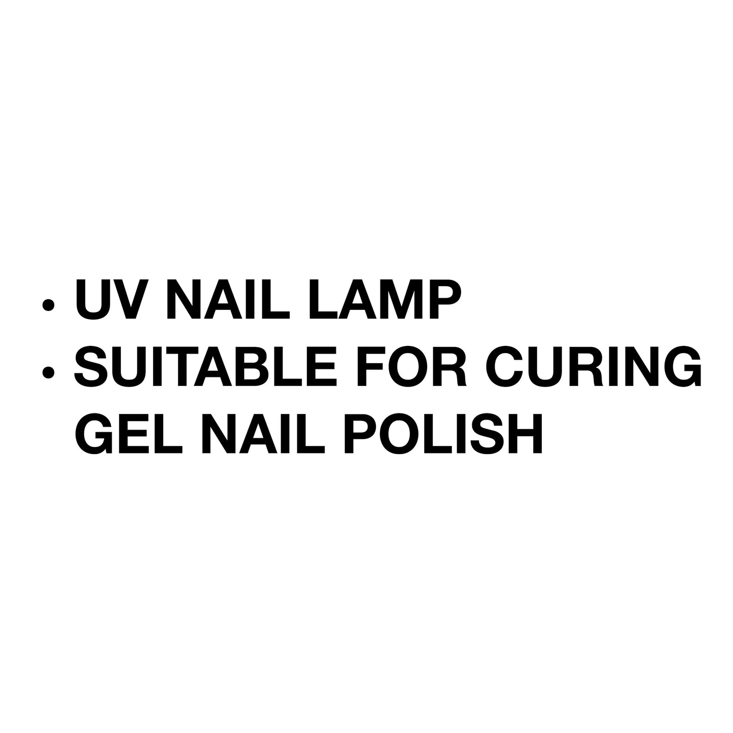 Text indicating suitability of UV nail lamp for gel nail polish on a white background