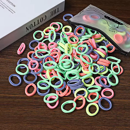 100Pcs Hair Bands for Children – Colorful Nylon Scrunchie Hair Ties, Elastic Hair Leagues for Girls