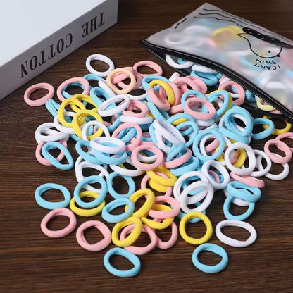 100Pcs Hair Bands for Children – Colorful Nylon Scrunchie Hair Ties, Elastic Hair Leagues for Girls