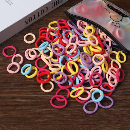 100Pcs Hair Bands for Children – Colorful Nylon Scrunchie Hair Ties, Elastic Hair Leagues for Girls