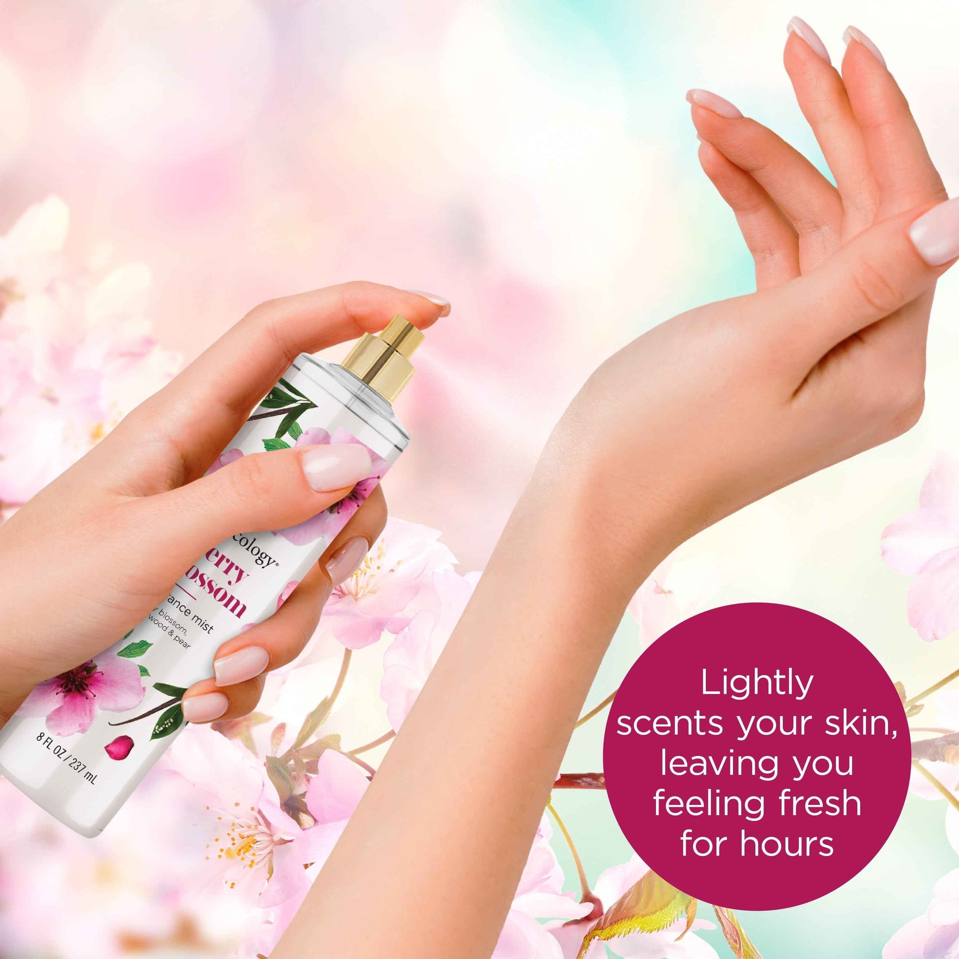 Bodycology Cherry Blossom Fragrance Body Mist – 8 fl oz | Refreshing Floral Body Spray for Women